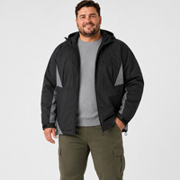 Chaqueta de Plumón para Hombre con Capucha, Cierre Completo, Bolsillos, Puños con Velcro, Cordones Ajustables, Cálida para Invierno, Tallas Grandes y Extra Grandes 6XL 7XL