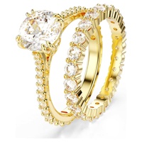 Ensemble de bagues empilables en cristal rond pour femmes, cuivre plaqué or véritable 18 carats, trois pièces, alliance de mariage, bijoux de fiançailles, cadeau