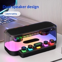 JEDEL Enceinte sans fil transfrontalière Z6 transparente Mecha à double haut-parleur avec bouton, subwoofer, éclairage LED RGB, étanche IPX4, USB/Batterie