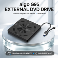 Lecteur de DVD/CD externe USB 2.0 alimenté par bus, graveur optique ultra-plat pour ordinateur portable, Windows 11, Mac OS