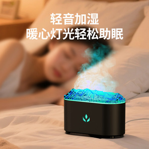 เครื่องเพิ่มความชื้นในอากาศแบบเสียบปลั๊ก รุ่นใหม่ ลายเปลวไฟหลากสี พร้อมฟังก์ชั่นกระจายกลิ่นหอมแบบถ่าน ดีไซน์ทรงสี่เหลี่ยม เสียงเบา เหมาะสำหรับห้องนอน - Product Image 4