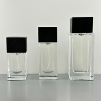 Bouteille de parfum de luxe de haute qualité pour hommes 30ml 50ml bouteille de parfum en verre à sertir carré vide avec bouchon en bois carré noir