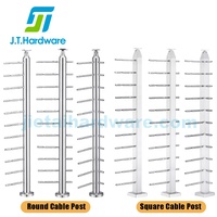 Poteau carré pour câbles de 42 pouces en acier inoxydable 316, haute durabilité, pour balustrade de balcon et garde-corps de escalier à câbles, à fixation au sol