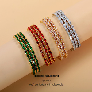 Fashion Cuff <b>Bracelet</b> <b>Red</b> Zircon Gold Plated Party Jewelry Women's Accessories - Product Image 4