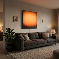 LUZ Lampe LED Coucher de Soleil, Boîte lumineuse murale LED noire style Art Déco abstrait, Cadre en aluminium, Contrôle par application, Variateur à bouton, Écologique, Facile à installer