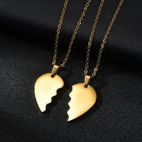 Collier tendance en acier inoxydable avec pendentif cœur brisé romantique pour couple, cadeau idéal