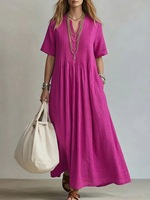 Robes longues décontractées élégantes pour femmes, col en V et bretelles larges, tenue formelle personnalisée pour l'été