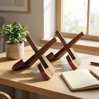 Support de Livres de Recettes Pliable Multifonctionnel en Bois Rustique, Présentoir à Panneau Plat Unique pour Recettes, Disques Vinyles, Comptoir de Cuisine
