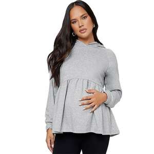 Sudaderas con capucha de algodón para maternidad y lactancia, con manga raglán y peplum, de bambú ecológico, estilo oversize para descanso. - Product Image 1