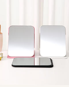 Miroir de maquillage en cuir PU Carré de voyage Compact Mini miroir cosmétique de table pliable de bureau Miroir de poche logo personnalisé - Product Image 4
