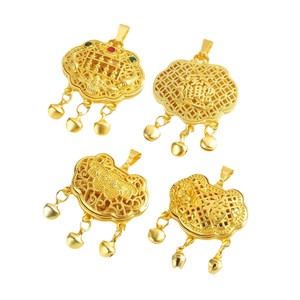 Pendentif Ruyi traditionnel plaqué or, symbole de paix et de longévité, breloque porte-bonheur, bijou unisexe, accessoire de collier DIY, vente en gros - Product Image 5