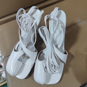 Colors Custom Women's Splitted <b>Toe</b> Sandals Designer Style Summer Cross Straps Pumps <b>Round</b> High <b>Heels</b> Shoes - Product Image 6