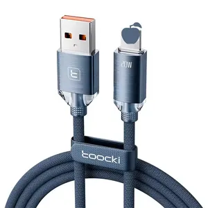 Cabo de dados Toocki USB A para L Cabo de alta qualidade para iPhone Carregamento rápido para iPhone Cabo de carregamento de iPhone ladekabel