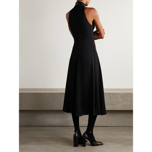 Vestido informal de <span class=keywords><strong>moda</strong></span> con diseño de cordones sin espalda Satén sin mangas y abertura central-para mujeres con estilo - Product Image 2