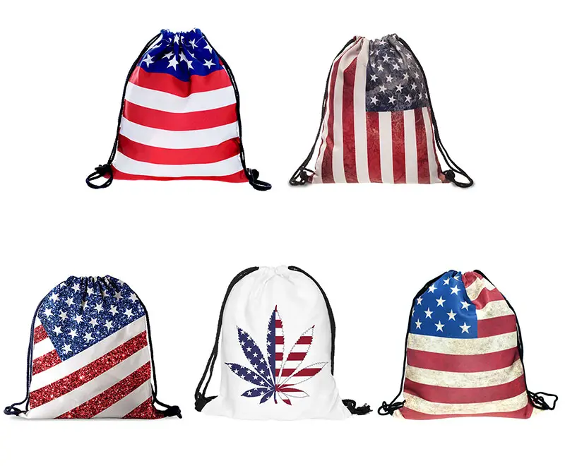 Individuelle amerikanische Flagge Polyester langlebige Sport-Zugbandbeutel Staubbeutel Sport Fitness-Ausrüstungstasche für den täglichen Gebrauch