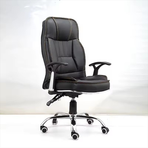 Chaise de bureau ergonomique à dossier haut avec fonction de couchage Chaise de patron de direction pivotante en cuir fabriqué en Chine Mobilier de bureau - Product Image 1