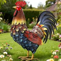 Estatua de Gallo de Metal para Jardín, Decoración de Arte para Patio Exterior, Escultura de Gallo de Hierro para Patio, Césped, Granja, Figura Decorativa de Animal