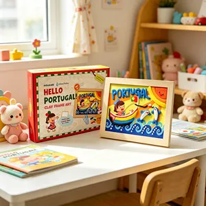 Nouveauté 2026 : Kit d'art créatif pour enfants avec argile <span class=keywords><strong>à</strong></span> séchage <span class=keywords><strong>à</strong></span> l'air ultra-légère pour cadre photo 3D, jouet intellectuel de modelage DIY - Product Image 4