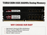 RAM de jeu pour ordinateur de bureau 2026 Dual Txrui/OEM DDR4 8 Go 2666 MHz ECC RGB LED double canal avec dissipateur thermique à moule privé - Stock disponible