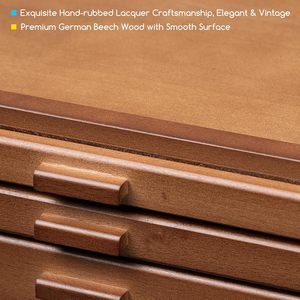 Wooden Office Organizer With Three <b>Drawers</b> Large Capacity Solid Wood Desktop <b>Storage</b> <b>Box</b> Rectangle Shape Standing Type - Product Image 2