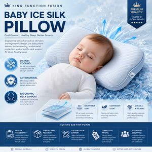 Almohada de Seda de Hielo Refrescante, Antibacteriana, Certificada OEKO-TEX, CPC, REACH, Transpirable, Sin Fluorescencia, Soporte para el Cuello de Bebés y Niños Pequeños - Product Image 5