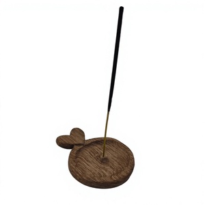 Porte-encens en bois en forme de cœur, fait main, brûleur aromatique en bambou, utilisation toute l'année, artisanat en bois écologique pour la décoration intérieure - Product Image 1
