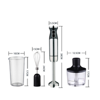 Mixeur Plongeant Électrique Domestique Silencieux pour Smoothies, Multifonctionnel 3-en-1 à Vitesse Variable, en Acier Inoxydable, Portable