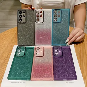 Yumuşak glitter degrade renkler akıllı cep telefonu cep telefonu kabuk samsung için bir 54 s21 sfe s22 a22 a10 a10