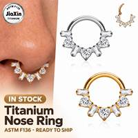 JIAXIN Anneau de nez clicker en titane ASTM F136 plaqué or 18 carats, boucle d'oreille, anneau de tragus à segment articulé, bijoux de piercing corporel tendance
