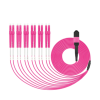 Cable de Conexión OM3 OM4 MPO a LC UPC de 12 Núcleos LSZH Preterminado para Centro de Datos de 400G, Directo de Fábrica