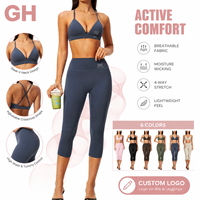 GH Wholesale Ensemble de yoga pour femme, soutien-gorge de sport et short cycliste taille haute, séchage rapide, vêtements de fitness et d'entraînement, ensemble de yoga sans couture pour la gym