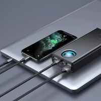 Batterie externe portable 65W, capacité 30000mAh, câble de charge rapide, affichage LED au lithium, station d'alimentation de grande capacité pour téléphone portable