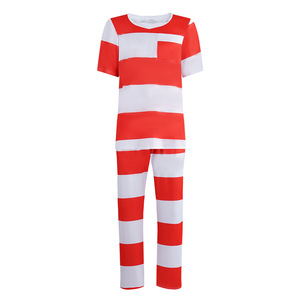 Disfraz de Prisionero a Rayas para Halloween, Conjunto Transpirable en Rojo y Negro para Hombre, Atuendo para Juego de Roles para Adultos - Product Image 5