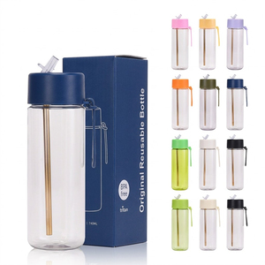 Gobelet enfant transparent en plastique PP bleu écologique de 740 ml (25 oz) <span class=keywords><strong>avec</strong></span> <span class=keywords><strong>paille</strong></span>, personnalisable <span class=keywords><strong>avec</strong></span> logo, pour fêtes, boisson directe, résistant à l'eau bouillante - Product Image 1