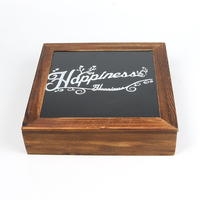 Benutzer definierte Logo Old Vintage tragbare hölzerne Fotobox mit bedruckten Folie Acryl deckel für Bilder Sammlerstücke Puppe Dekor Party Geschenk