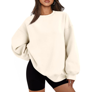 Sweat-shirts solides pour femmes 100% coton tissu tricoté Logo personnalisé broderie nouveau Design OEM prix de gros pour l'hiver - Product Image 3
