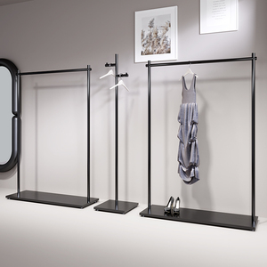 Porte-vêtements pour hommes et femmes Présentoir pour magasin de vêtements Présentoir <span class=keywords><strong>noir</strong></span> Présentoir simple au sol - Product Image 6
