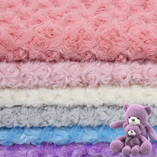 Wholesale 270GSM 160cm width Rose Textile Toys Fabric Soft Velvet Minky Swirl Rose Embossed Pv Fleece Plush Fabric