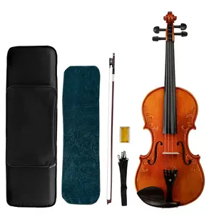 Juego de violín hecho a mano profesional NAOMI 4/4, tapa de madera europea, espalda de abeto, arce flameado, violín <span class=keywords><strong>Stradi</strong></span> Vintage con estuche - Product Image 6