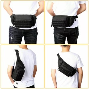 Sac de taille multifonctionnel d'extérieur unisexe en tissu Oxford avec sangle réglable, sac de rangement de sport de style militaire - Product Image 2