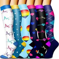 Chaussettes de compression personnalisées en gros avec impression mignonne, compression graduée 15-20/20-30 mmHg, pour hommes et femmes, course à pied et voyage