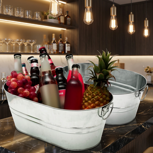 Seau à glace rectangulaire en métal galvanisé personnalisable, capacité de 3 gallons, avec poignées de transport pour fêtes et événements - Product Image 1