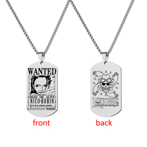 Collier avec plaque de recherche en acier inoxydable, gravure <span class=keywords><strong>laser</strong></span> double face, motif pirates de chapeau de paille anime, 49 couleurs, haute qualité, inaltérable - Product Image 4