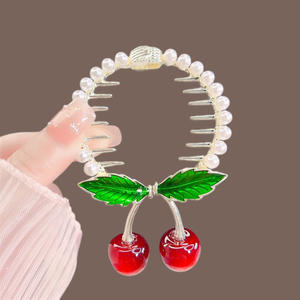 Pinces à cheveux papillon rétro perles suspendues tête de pilule haute perle griffes de cheveux femmes épingles à cheveux élégantes queue de cheval boucle accessoires de cheveux - Product Image 3