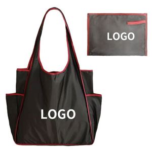 2026 Custom Foldable Black Color Polyester Reusable Tote Bag for Shopping - Product Image 1