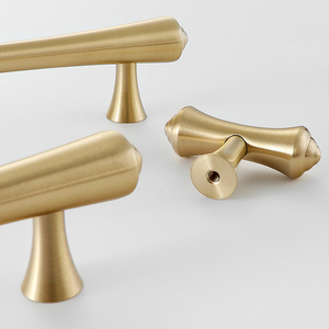 Poignées de meubles de <span class=keywords><strong>cuisine</strong></span> et tiroirs modernes en laiton doré massif de haute qualité, modèle CHIEN 6656, type T-Bar - Product Image 4