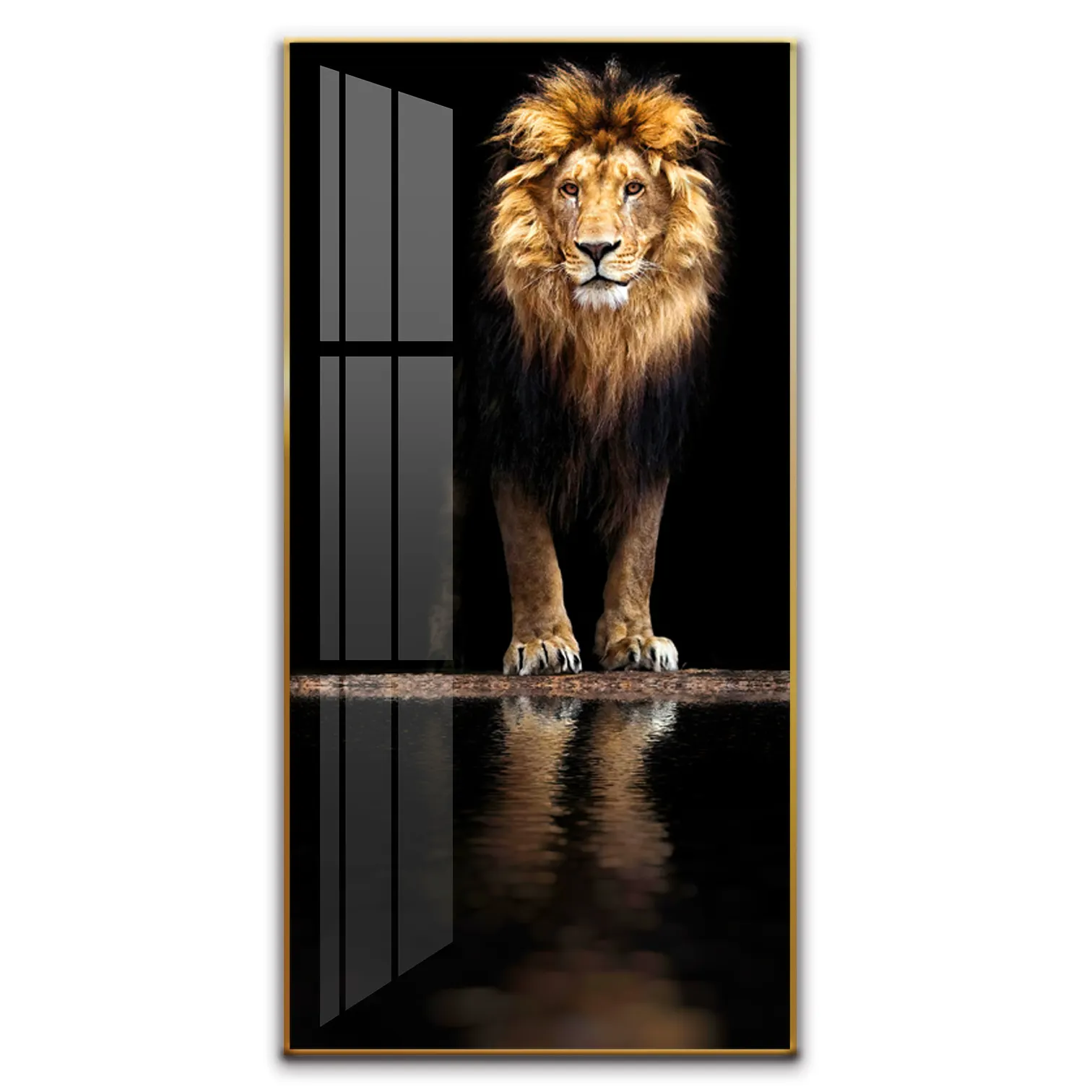 Crystal porcelain painting Animal paintings and wall art Lion on the black background corridor and porch decoration for home