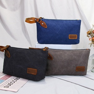 Design Vintage chiusura a cerniera organizzatore di viaggi di cotone tela borsa cosmetica per gli uomini per uso <span class=keywords><strong>aereo</strong></span> all'aperto - Product Image 1