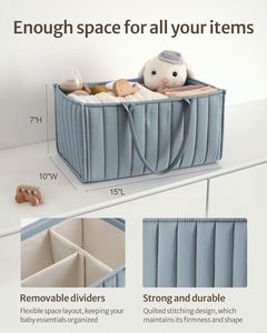 Bolsa de Pañales Acolchada Impermeable para Guardería y Auto, Organizador de Artículos Esenciales para Bebé, Cesta de Almacenamiento Portátil para Baby Shower - Product Image 6