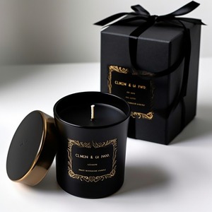 Wholesale Unique Luxury Candle Vessels Empty Black Glass Candle Jar With Lids And Gift Box